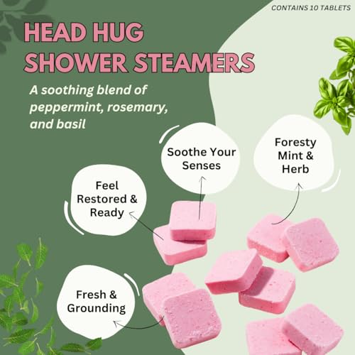 Herbal Zen Head Hug Shower Steamer 10 Pack - Aromatherapy Relaxation, Calming Blend