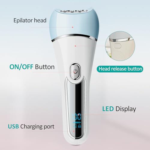 6-in-1 Waterproof Electric Hair Removal Epilator for Women with Face Razor & Body Exfoliator