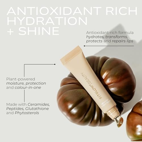 Fitglow Beauty Ceramide Hydra-Balm Lip Gloss | Hydrating Lip Serum with Peptides & Glutathione | Plumping & Anti-Aging Lip Skincare | Dry & Chapped Lip Repair | Vegan & Cruelty-Free | 12g - Bare