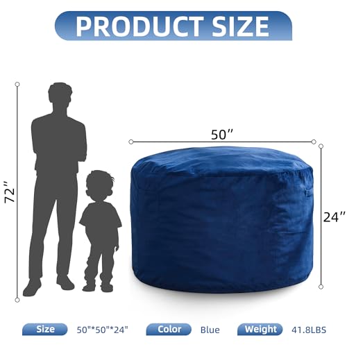 Oversized Velvet Bean Bag Chair - Blue XX-Large | Hobestluk