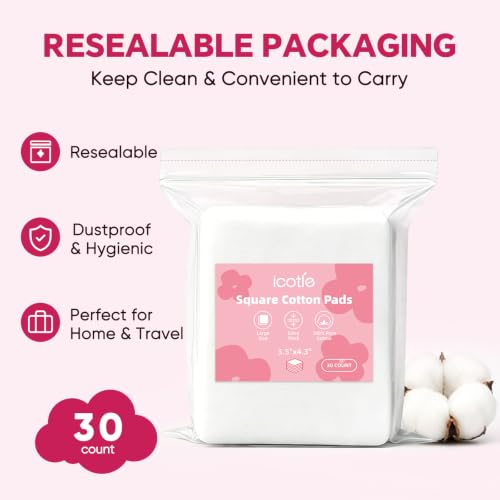 ICOTLE 360 Count Large 3.5x4.3in 100% Cotton Dry Wipes – Ultra Soft & Absorbent, Diaper Change