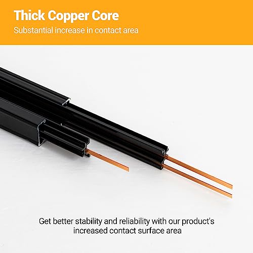 20FT H Track Lighting Rails Kit - Black, Includes Connectors & End Caps