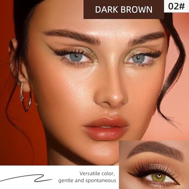 2Pcs Gel Eyeliner and Eyebrow Pomade Cream with 2 Brushes Waterproof Long Lasting, Black and Brown
