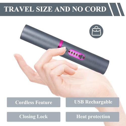 Cordless Hair Straightener and Curler 2 in 1, Portable Mini Ceramic