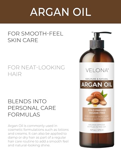 Velona Argan Oil 32oz Cold Pressed Unrefined with Pump - Hair & Skin Care