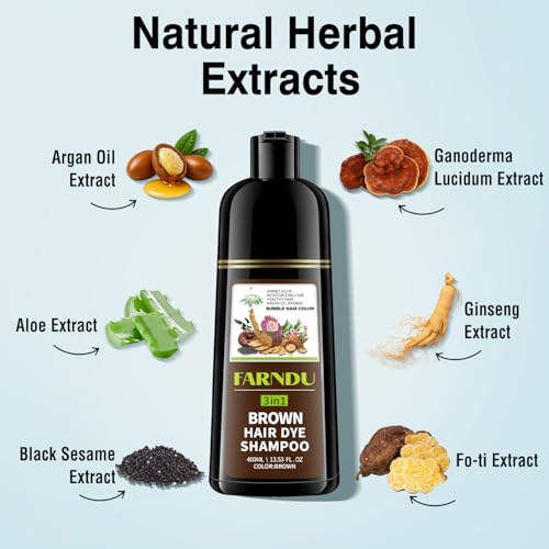 Brown Hair Dye Shampoo with Botanicals - Natural Hair Color & Gray Coverage - Variations of THIS listing