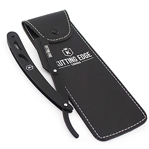 Kutting Edge - Professional Straight Edge Razor - Barber Razor with 10 Derby Double Edge Blades - Matte Black Stainless Steel Men Traditional Barber Shaving Razor