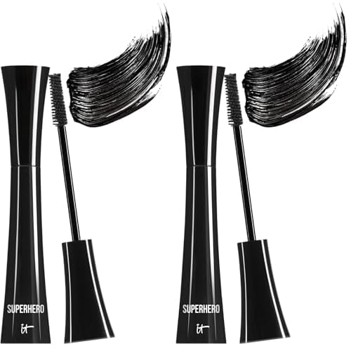 IT Cosmetics Superhero Mascara ? Volumizing & Lengthening Black Mascara, Buildable Lash Volume, Collagen, Biotin, Peptides, Lifting & Curling Formula, Super Black Pigment, Suitable for Sensitive Eyes