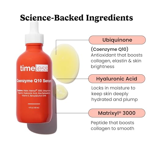 Coenzyme Q10 Face Serum with Hyaluronic Acid & Collagen Support - 4 fl oz - Timeless Skin Care
