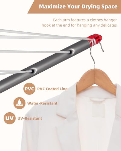 Umbrella Clothes Drying Rack - Portable Indoor Laundry Line with 8 Lines, 82ft - Adjustable Height