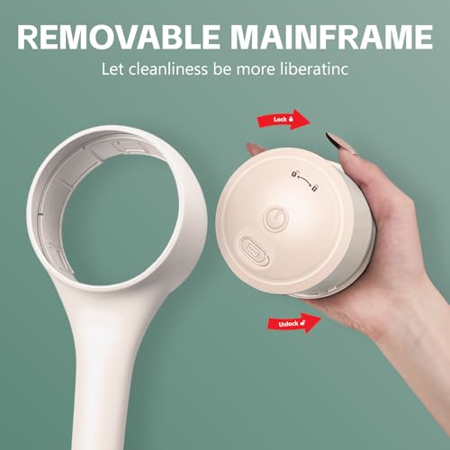 Beige Electric Body Brush Back Scrubber with 4 Heads Waterproof Dual Handle