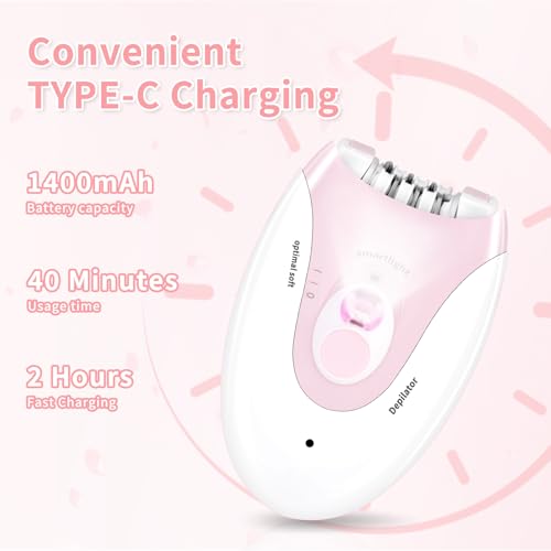 Epilators Hair Removal for Women - 2 Speeds Face Epilator with LED Light (Pink)