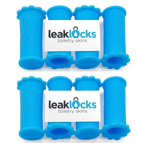 LeakLocks¢ç Toiletry Skins¢â Elastic Sleeve for Leak Proofing Travel Container in Luggage. For Standard and Travel Sized Toiletries. Reusable Accessory for Travel Bag Suitcase and Carry-on Luggage