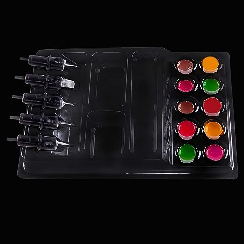 Dragoart Medium Size 25Pc Tattoo Ink Caps & Cartridge Holders Set - Disposable Ink Cups & Trays