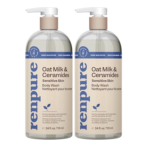 Renpure Oat Milk & Ceramides Body Wash - For Gentle Cleansing & Hydration - For Sensitive Skin - Oat Milk & Ceramides - 24 Fl Oz each, 2 Pack