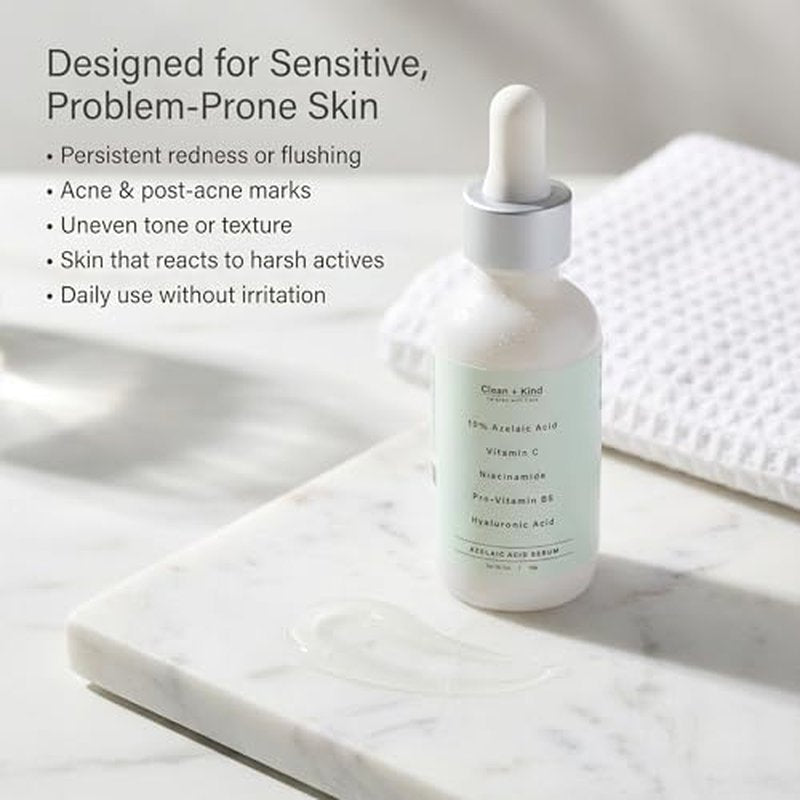 Azelaic Acid Serum with Niacinamide & Vitamin C ? Brightens Dark Spots, Reduces Redness, Helps Clear Acne Marks, Calms Sensitive Skin ? Lightweight Facial Serum