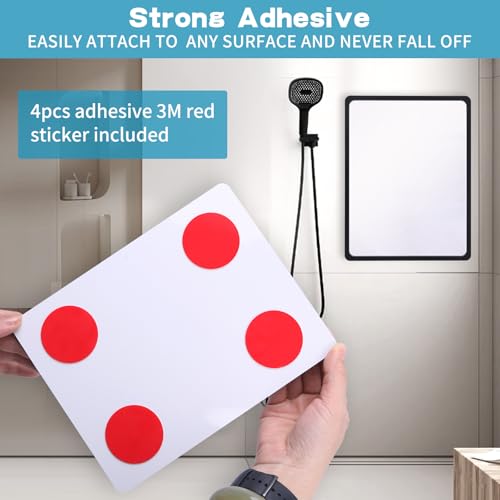 Fog Free Shower Mirror (9 * 7 inch) 3M Adhesive Anti-Fog Bathroom Wall Mirror, Fogless Shower Makeup Mirror for Shaving, Shatterproof Glassless Child Safe Mirror (Rectangular Black Frame)