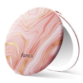 Fancii Taylor LED Lighted Travel Makeup Mirror, Rechargeable, 10x /1x Magnifying, Tru-Glow Lighting System, XL Large 5¡± Wide | Compact Mirror for Purses (Marble Rose)