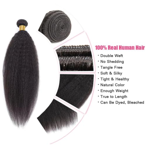 Kinky Straight Human Hair Bundles 10 Inch Brazilian Virgin Hair Natural Black