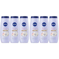 NIVEA Refreshing White Peach and Jasmine Body Wash with Nourishing Serum,Scented Body Wash for Women,Enriched with Provitamin B5 and Vitamin E,20 Fl Oz Bottle,(Pack of 6)