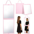 Pink 33-Inch Foldable Full Body Travel Mirror for Dance & Camping