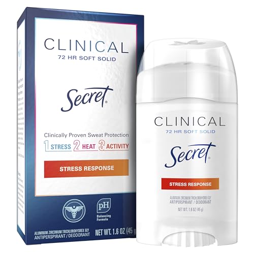 Secret Clinical Strength Stress Response Deodorant for Women - Soft Solid 1.6 Oz Pack of 3