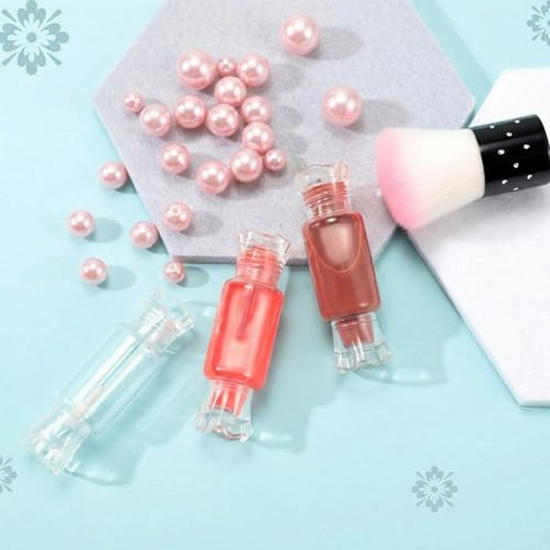 Blulu 20 Pieces Empty Lip Gloss Tubes with Wand 9 ml Mini Clear Candy Shape Lip Balm Tube Containers and 2 Pieces Funnel for DIY Cosmetics Women