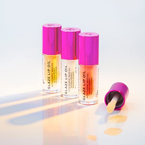 Revolution, Glaze Lip Oil, Hydrating & Nourishing Formula, Infused with Vitamin E & Hyaluronic Acid, Lust Clear, 0.15 fl oz (Pack of 2)