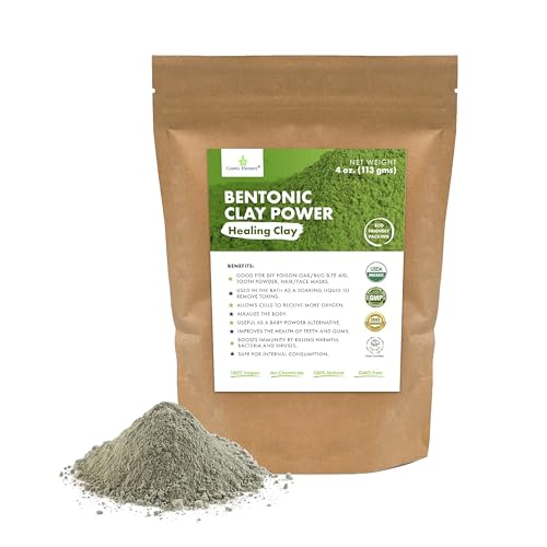 Calcium Bentonite Clay Powder for Skin & Body Detox - Food Grade, Vegan, 4 oz