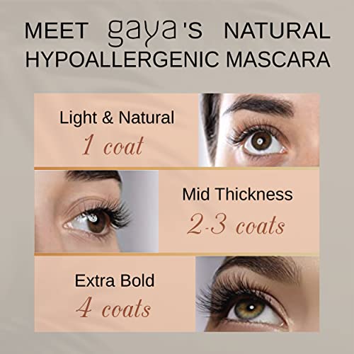 Vegan Black & Blue Mascara Bundle for Sensitive Eyes, Natural Hypoallergenic mascara, Lengthening and Volumizing for Natural Looking, Cruelty Free, Ophthalmologist Tested- By Gaya cosmetics