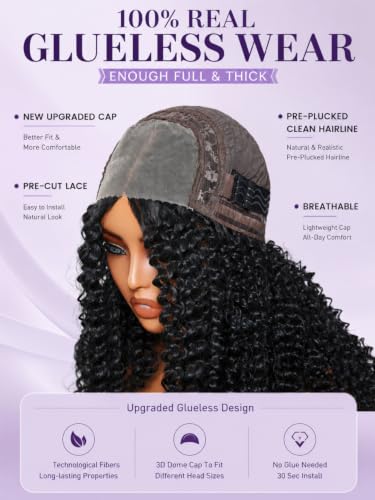 Black 16 Inch Curly Micro Twist Lace Frontal Wig Ready to Wear No Glue