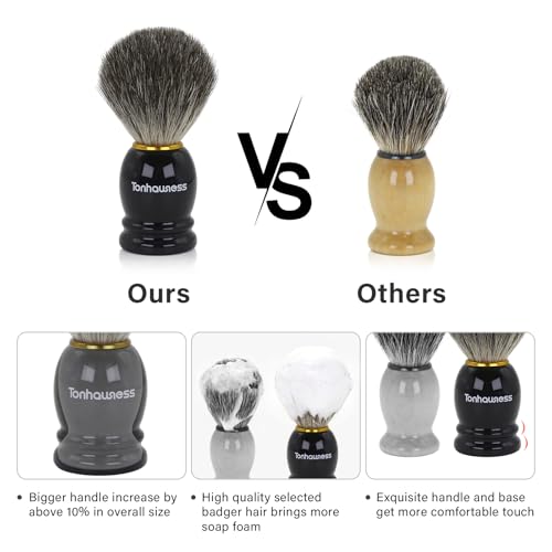 5-in-1 Men's Shaving Kit with Black Handle - Badger Brush, Safety Razor, Bowl & Goat Milk Soap