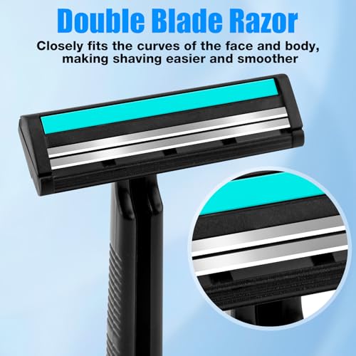 Disposable Razors Bulk for Men 50 Pack, Homeless Supplies Bulk, Twin Blade Mens Safety Travel Supply Shaving Razor, Face Beard Body Shavers for Hotel Camping Bathing (Black)