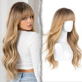 Wigs for Women Long Wavy PuffPro Voluminous High Crown with Bangs - Maple Syrup Brown