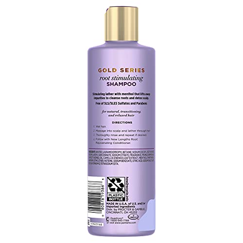 Pantene Gold Series New Lengths Root Stimulating Shampoo with Apricot Oil & Green Tea, for Natural, Textured, Curly, and Coily Hair, Sulfate-Free, Paraben Free, 8.5 Fl Oz (Pack of 2)