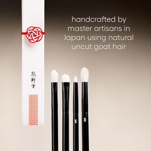 rephr The Core Eye Set ? 4 Natural Goat Hair Makeup Brushes for Blending, Shading, Detail & Crease, Handmade in Kumano, Japan