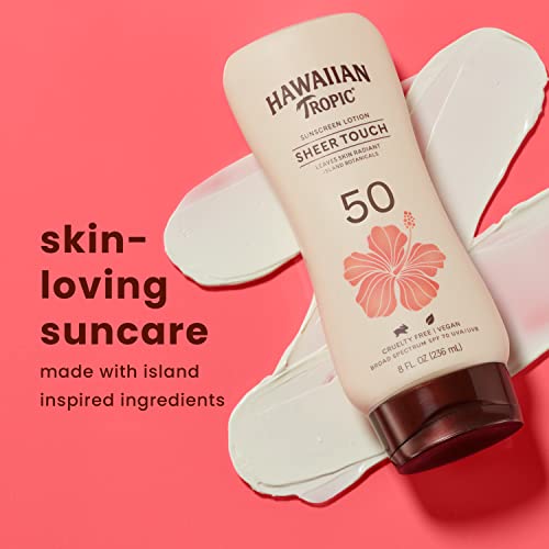 Hawaiian Tropic Sheer Touch Lotion Sunscreen SPF 50, 8oz | Hawaiian Tropic Sunscreen SPF 50 & Weightless Hydration Lotion Sunscreen for Face SPF 30, 1.7oz