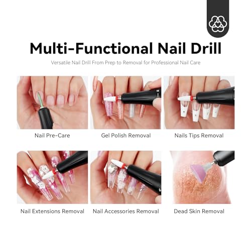 SAVILAND Portable Electric Nail Drill 35000RPM for Professional Nail Techs - Black