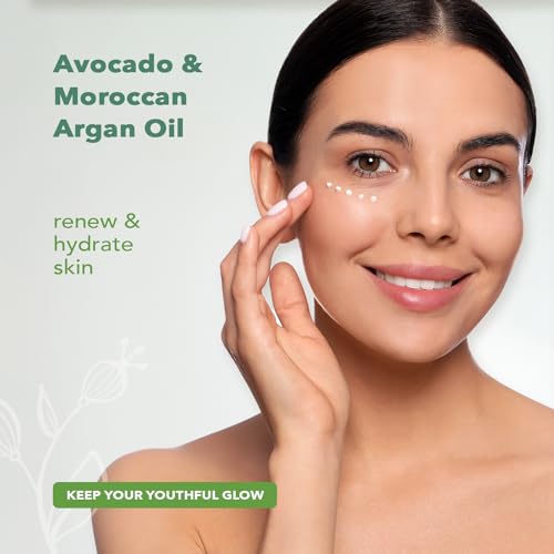 Nourish Organic Eye Treatment, Avocado & Argan ? Renewing & Hydrating Under Eye Brightener with Vitamin C + Washable Cotton Round