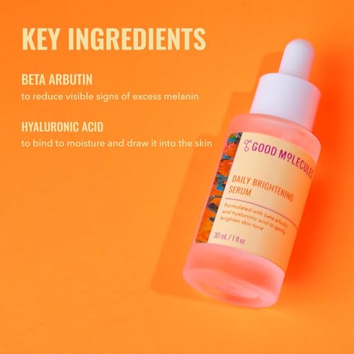 Good Molecules Daily Brightening Serum Pack 2 ? 1 fl oz / 30 ml Each | Lightweight Brightening Serum with Beta Arbutin 3% & Hyaluronic Acid for Even-Looking Skin