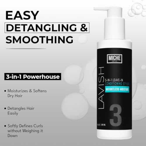 Miche Beauty Lavish Leave-In Conditioner for Curly, Wavy & Kinky Hair – 8oz, Silicone & Paraben Free