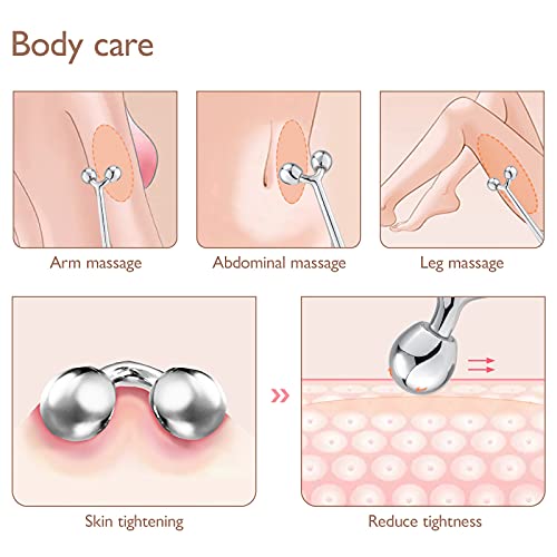 Silver 3D Metal Facial Roller Massager for Eye & Face Lymphatic Drainage
