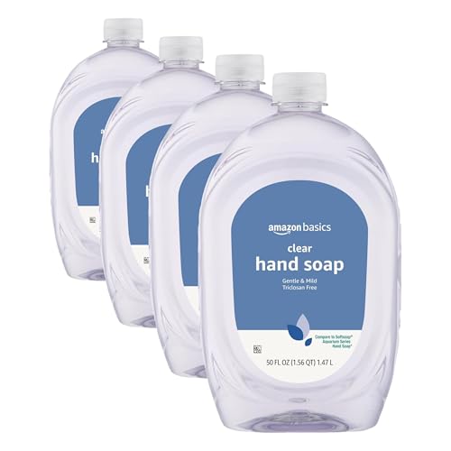 Amazon Basics Gentle & Mild Clear Liquid Hand Soap Refill - 50 Fl Oz Pack of 4