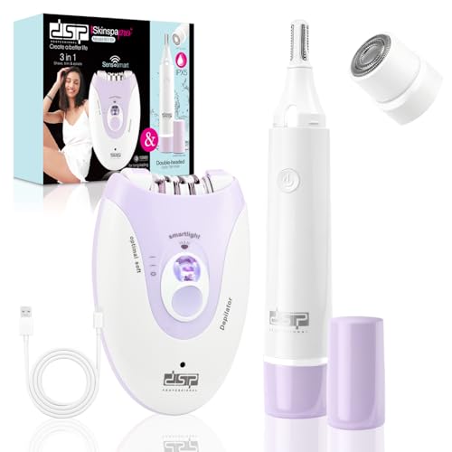 Purple 2-in-1 Cordless Epilator & Shaver for Women, Facial Hair Removal