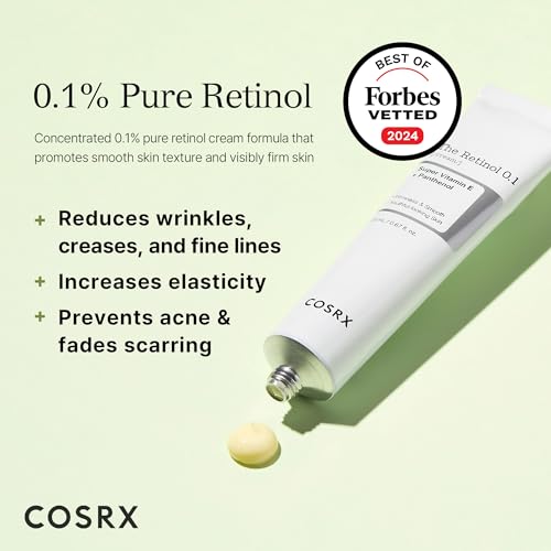 COSRX Morning Skincare Routine- Retinol 0.1% Cream + SPF 50 Vitamin E Suncscreen- Firm and Reduce Signs of Aging, Protect Skin from UVA & UVB Rays, No White Cast, Korean Skin Care