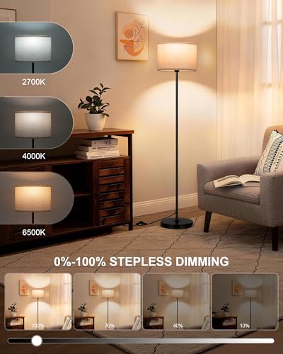 FRIDEKO HOME Beige 2-Pack Floor Lamps with Remote & Color Changing LED Bulbs