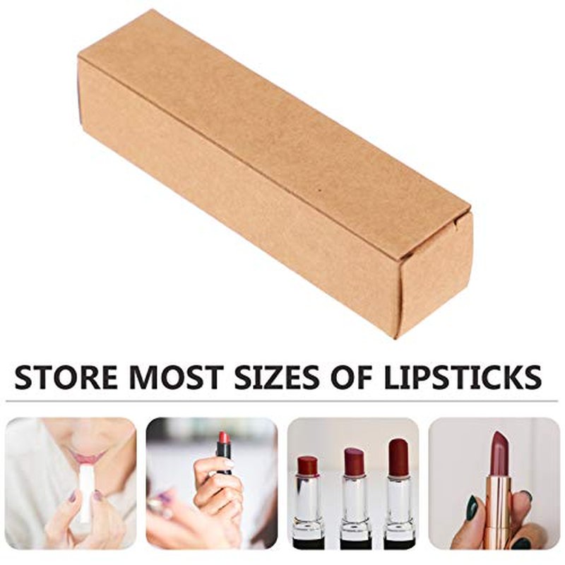EXCEART Kraft Paper Lipstick Packaging Boxes 50 Pieces Small Boxes for Lip Balm Lip Gloss Essential Oil Storage Diy Beauty Accessories Organizer 3.35X0.79X0.79 Inch
