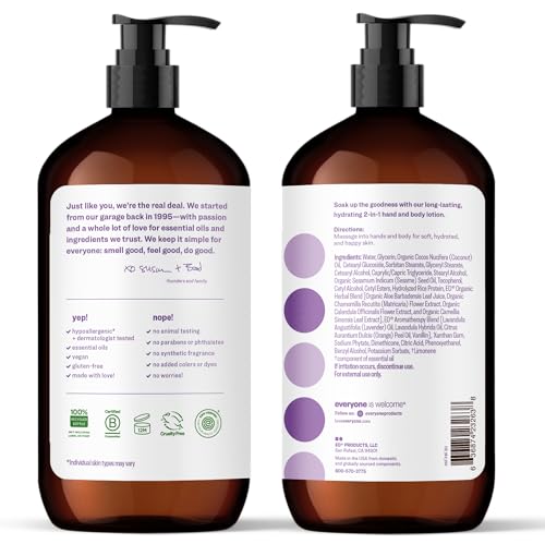 Everyone 2-in-1 Hand & Body Lotion - Vanilla Lavender, 32 oz Pack of 2 - Cruelty-Free & Eco-Friendly