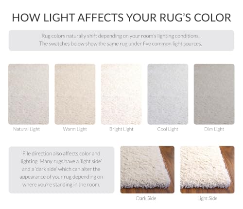 4' x 6' Ivory Shag Area Rug - California Collection, Non-Shedding, Plush Thick Pile