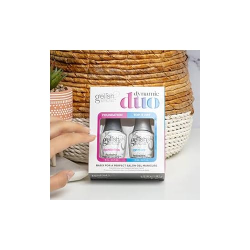 Gelish Dynamic Duo - Foundation Base & Top It Off Sealer Gel Set, Long-lasting, High-Shine Finish for Gel Manicures, Cures Fast in LED/UV Light, No Chips, Soak-Off, 15mL Each.